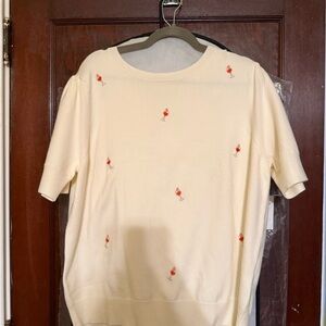 Gilli Cream Sweater with Red Accents
